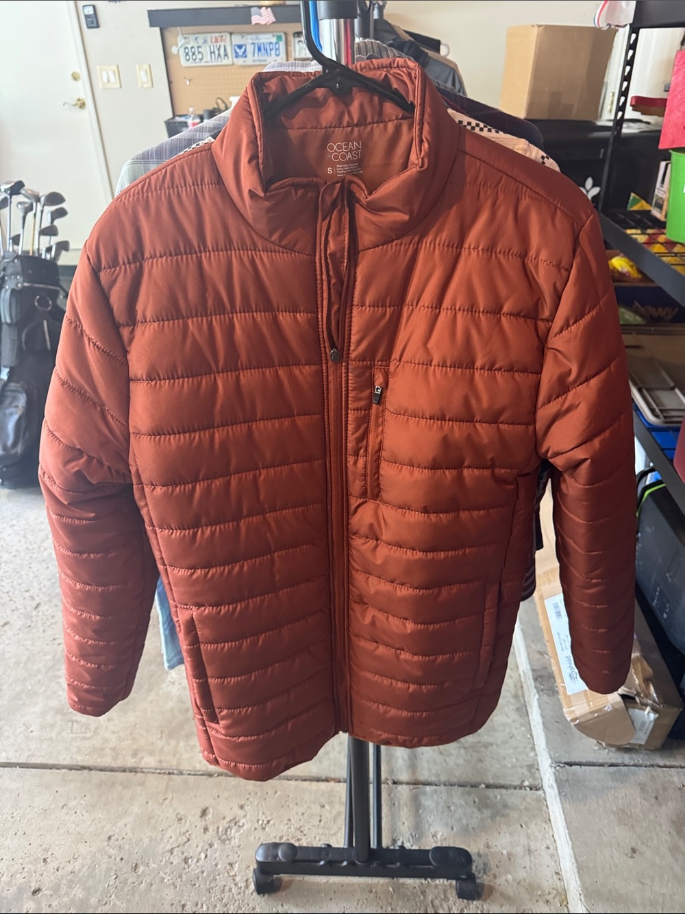 Ocean & Coast Men's Rust Lightweight Quilted Puffer Jacket